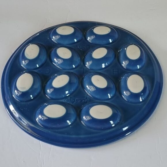 Festaware Fiesta 12 Deviled Egg Plater Plate Tray Blue Lapis - Picture 7 of 12